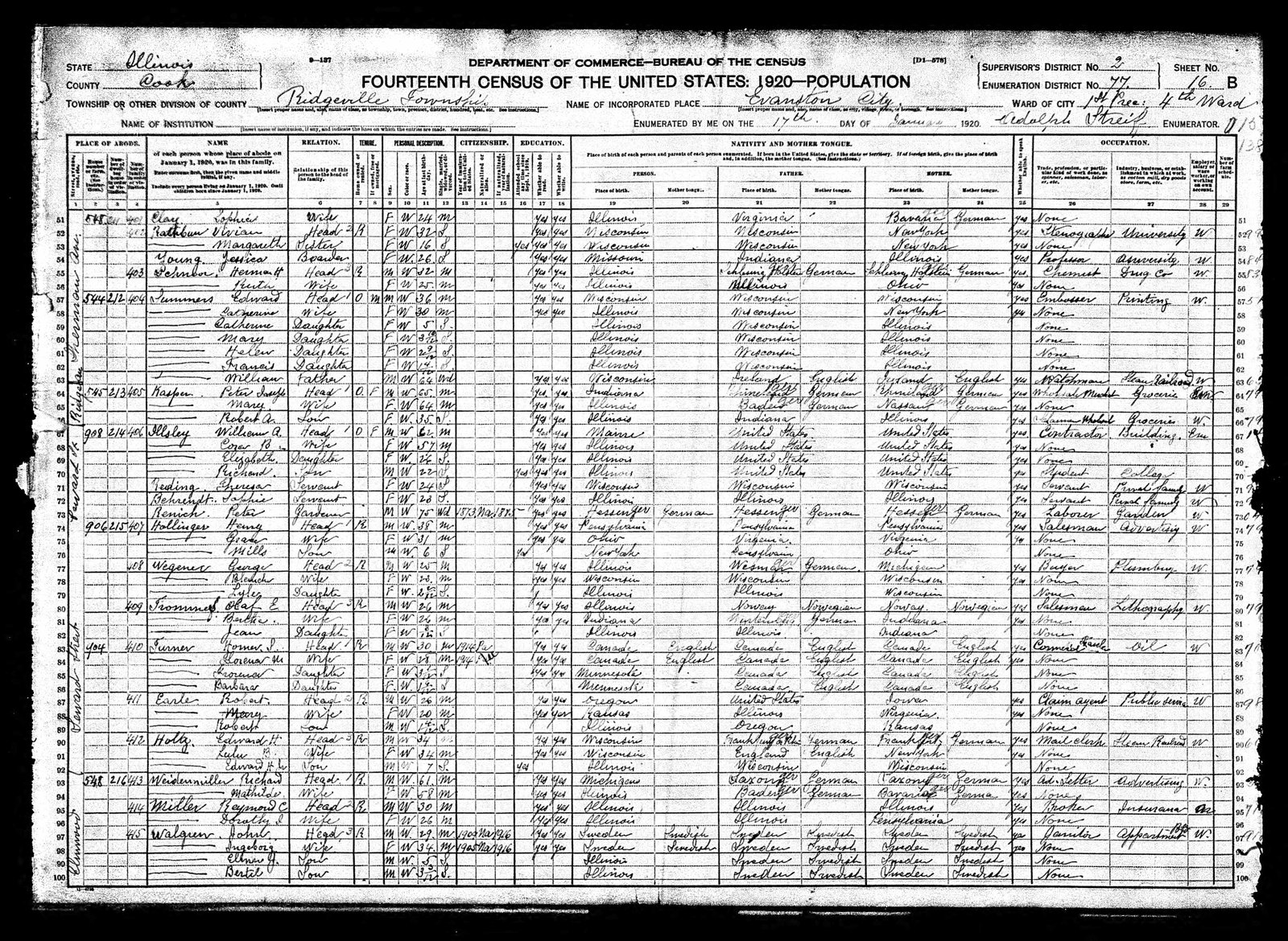 1920 United States Federal Census for Mary Summers